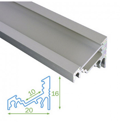 Rohový profil FKU60 pro LED, s plexi, 1m